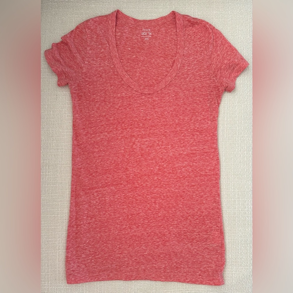 J. Crew Red Heathered Short Sleeve Tee